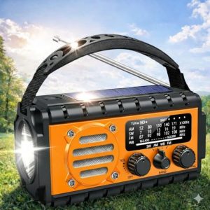 RADIO SOLARNE SURVIVALOVE PRZENOŚNE Z KORBKĄ DYNAMO LATARKA POWERBANK 20000mAh Z KABLEM USB